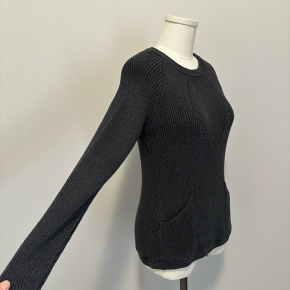 Lululemon The Better The Sweater Heathered Black Cotton Knit Pullover Sweater - Picture 9 of 15